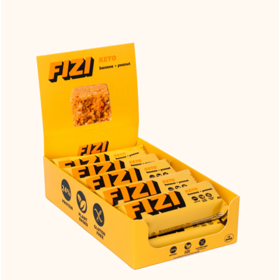 Низьковуглеводні Кето батончики BANANA PEANUT BOX FIZI 10 шт 